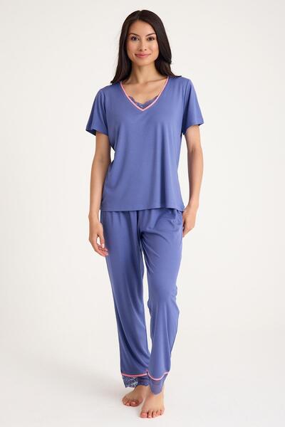 Amarelle Set de pijamale din viscoză Dream Gri Blue, 4 piese