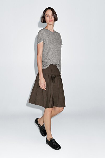 Massimo Dutti Kısa pilili kuşak etek