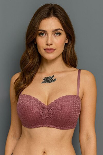 WİYONA Γυναικείο σουτιέν μπορντό Dusty Rose Underwire Lotus