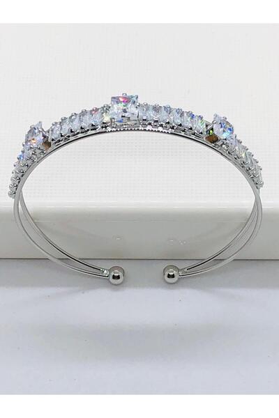 İnDerin سوار نسائي من الفولاذ والفضة مطلي بالحجر المقاوم للتشوه