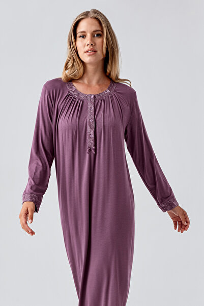 Artış Μακρυμάνικο ελαστικό ιξώδες νυχτικό με κουμπιά