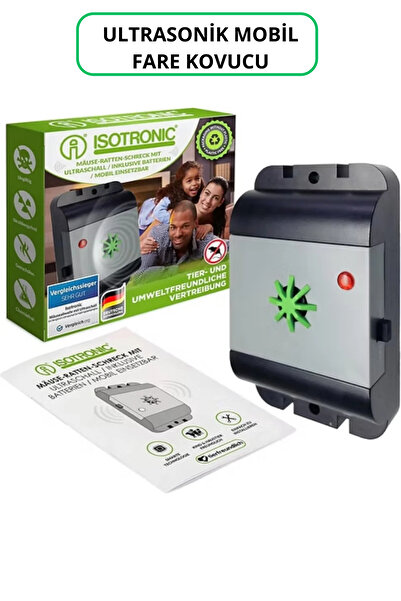 İsotronic Mobil Ultrasonik Fare Kovucu – Pilli, 40 m² Alan (İlk Piller Dahil)