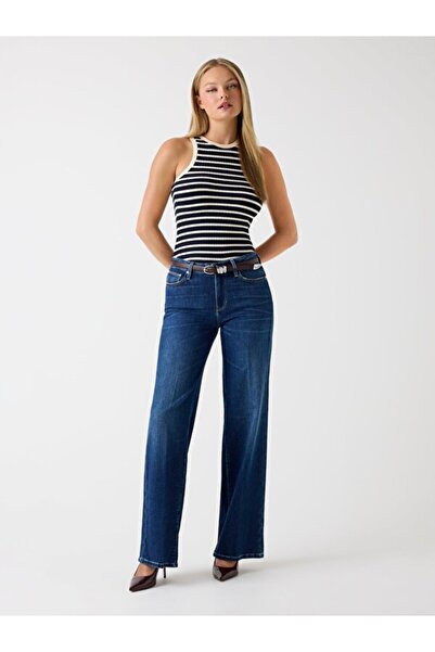 Guess Blugi Indaco pentru femei, amestecați de cașmir, cu croiala palazzo