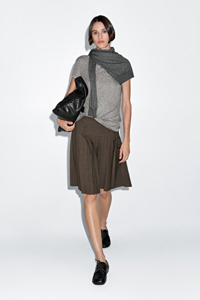 Massimo Dutti Kısa pilili kuşak etek