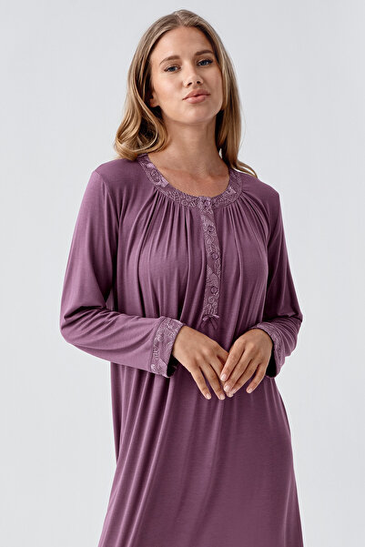 Artış Μακρυμάνικο ελαστικό ιξώδες νυχτικό με κουμπιά