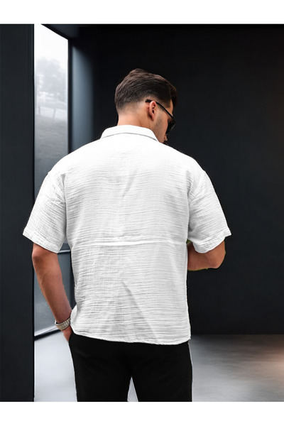 Valiberta Müslin Kumaş Tek Cepli Gömlek- Beyaz