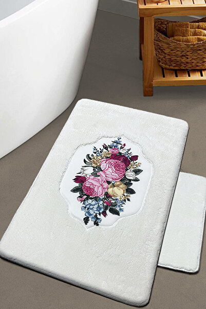 Chilai Home Bella Rose 2-Pack Embroidered Plush Bath Mat 60X100 50X60 cm