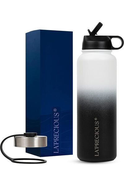 LA' PRECIOUS Stainless Steel Water Bottle 40 oz - Rust Proof - Leakproof - Keeps Liquids Hot or Cold