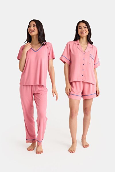 Amarelle Σετ Πυτζάμες Dream Pink Viscose 4 τεμαχίων