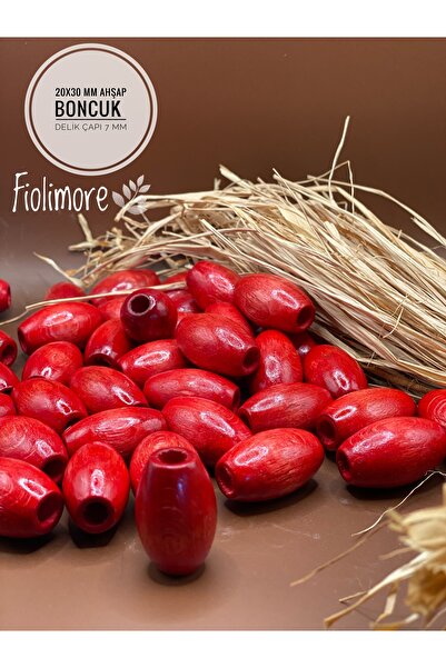 Fiolimore 20x30 mm crvene ovalne drvene perle (13 komada) Makrame Torba dizaj...