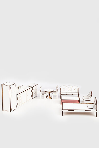 Wooden Miniature Furniture Set - Wooden Playhouse Furniture Educational Toy