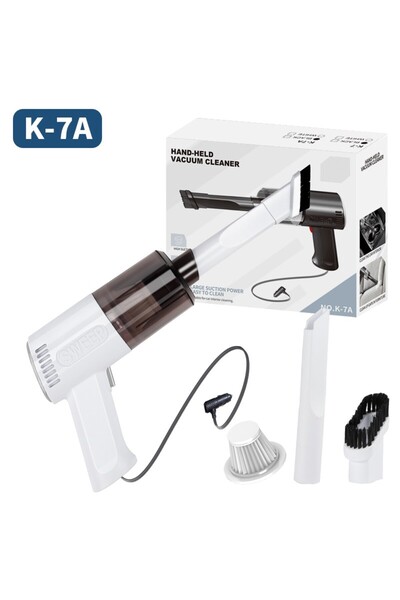 Flippy Aspirator auto portabil, Flippy, tip pistol K7A, pentru casă și mașină, cablu auto, 36 x 17 cm, alb