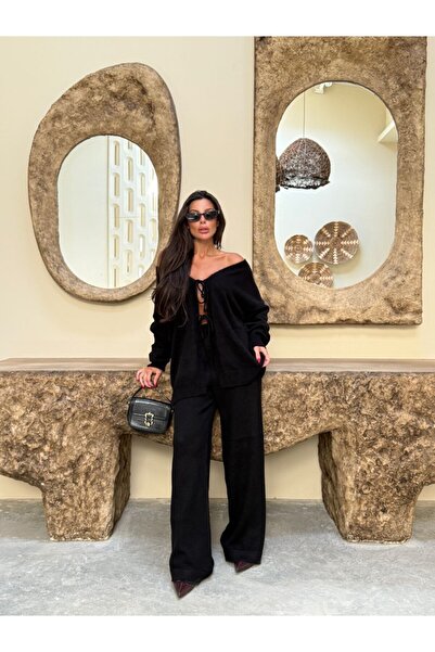 manana fashion Pletené kalhoty s kardiganem, dvoudílný sezónní komplet