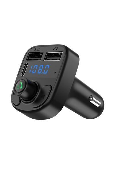 Flippy Car Charger with MP3 Player, Flippy, Bluetooth 5.0, 5V, 2 x USB, Type-C, Black