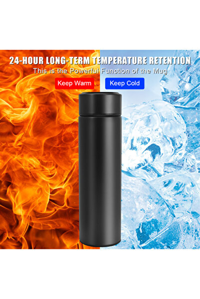 MUBX Led Sıcaklık Göstergeli Vakumlu Çelik Termos Bardak 500Ml Mug Dijital Te...