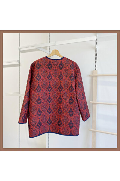 Faya Boutique Red Ethnic Patterned Quilted Jacket