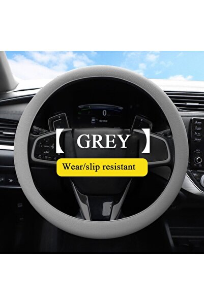 eZmart Universal Silicon Steering Wheel Cover, Non-Slip Grip, 33-40 cm Diameter, Gray,