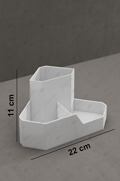 Fesya Home Corner Triangle Desk Top Organizer - Office, Home and Study Desk Organizer White