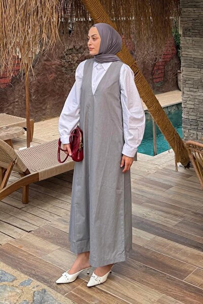 lamelif V-Neck Hijab Jile Gray