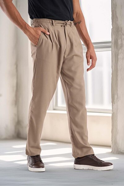 Valiberta Bezayağı Fabric Relax Fit Double Leg Jogger Pants - Mink