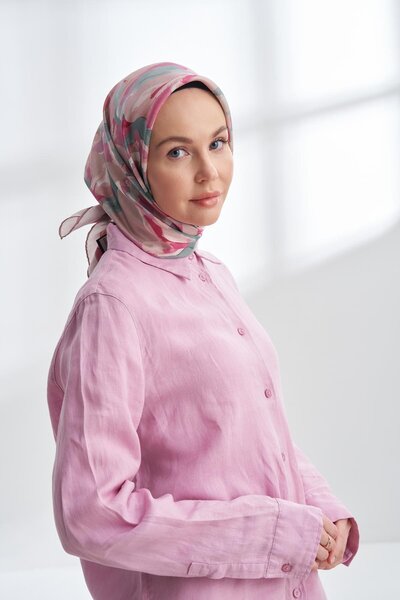 ARMANDA Crayon Desen Tivil Silk Scarf 4305-Foggy Powder