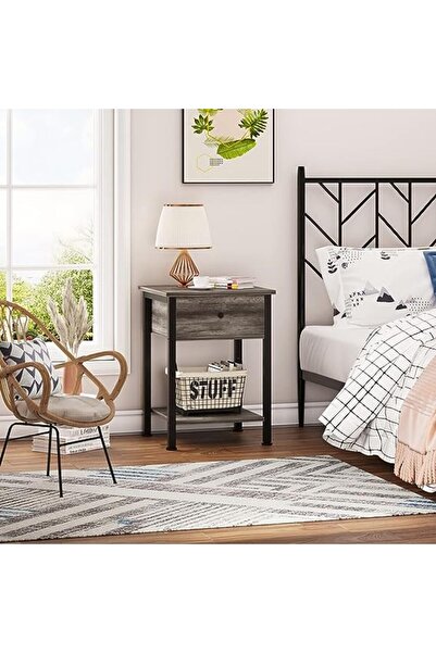 SKY TOUCH SKY-TOUCH Nightstand Table with Drawer, Bedside Table Wood Night Stand Modern End Table Side Table f