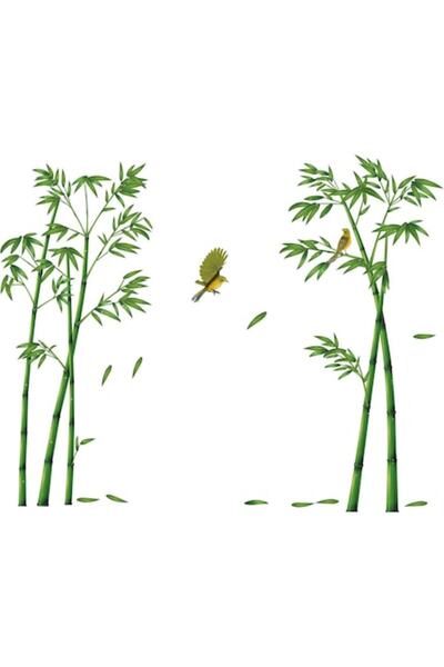 eZmart Autocolant decorativ cu plante de bambus și colibri, Green Decor eZMART, 295x165 cm