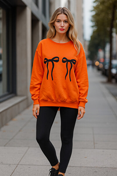 UNCİA OUTDOORS Hanorac oversize pentru femei, cu decolteu tip crewneck, cu im...