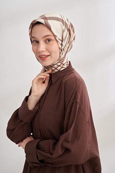 ARMANDA Μεταξωτό μαντήλι Naya Desen Tivil 4358-Καφέ