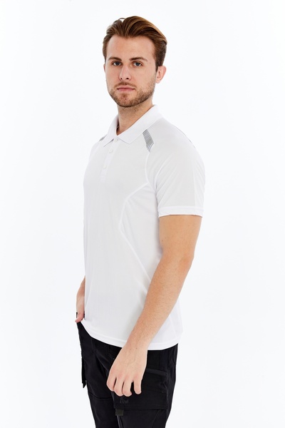 Uniprom Ανδρικό μπλουζάκι με γιακά πόλο από αναπνεύσιμο ύφασμα Procool Sports Outdoor T-shirt Λευκό