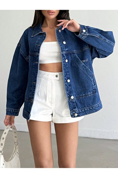 NOA LİNE Оверсайз темно-синій джинсовий піджак