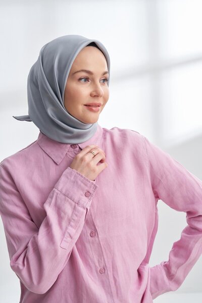ARMANDA Solid Color Tivil Silk Scarf 4400-Grey