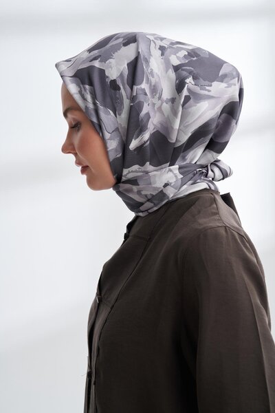 ARMANDA Crayon Pattern Tivil Silk Scarf 4305-Smoked