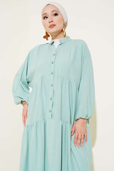 VOLT CLOTHİNG Judge Collar Half Button Placket Dress