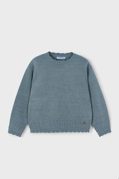 MAYORAL Pulover tricotaj cu decolteu rotund cu detalii ajurate pentru fete - verde