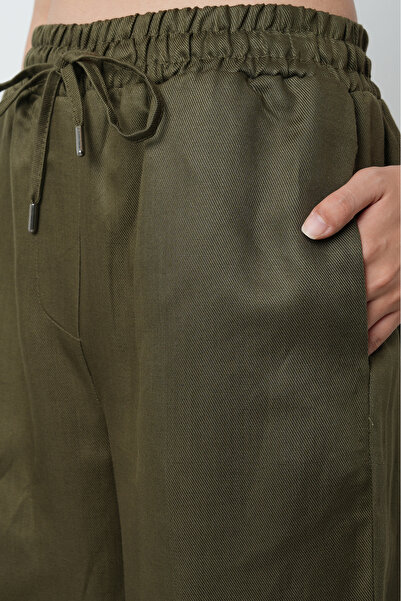 Orfeo Negro Women's Wide Leg Elastic Waist Lace-Up Solid Color Trousers