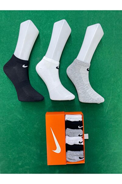 Nike Set 6 șosete scurte unisex, Alb, Negru, Gri, Mărime universală