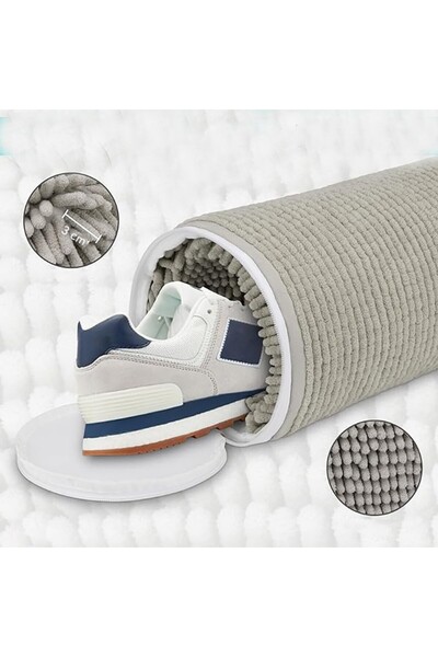 Flippy Shoe Washing Bag for Washing Machine, Soft Interior, Zipper, 39x19 cm, Light Gray