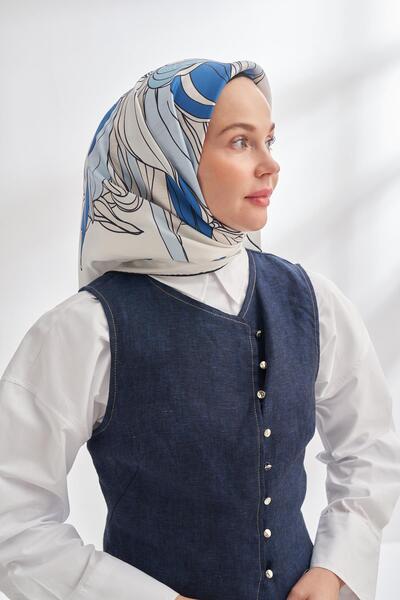 ARMANDA Μεταξωτό μαντήλι με σχέδιο ιβουάρ 4356-Κρέμα ινδικό