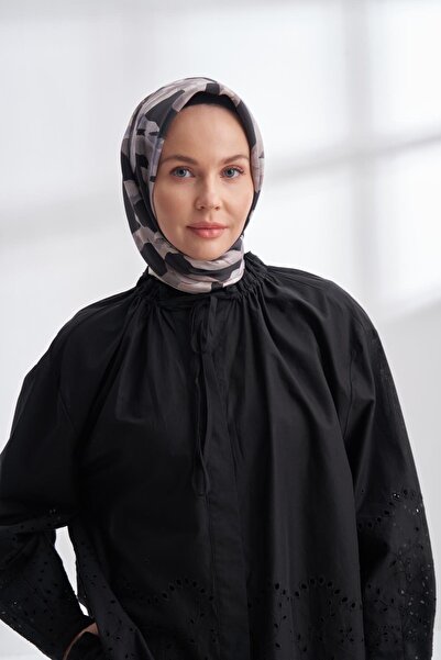 ARMANDA وشاح حريري بنمط قلم تلوين 4305 - أسود مينك