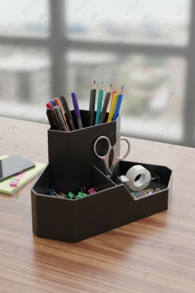 Fesya Home Corner Triangle Desk Top Organizer - Office, Home and Study Desk Organizer Black