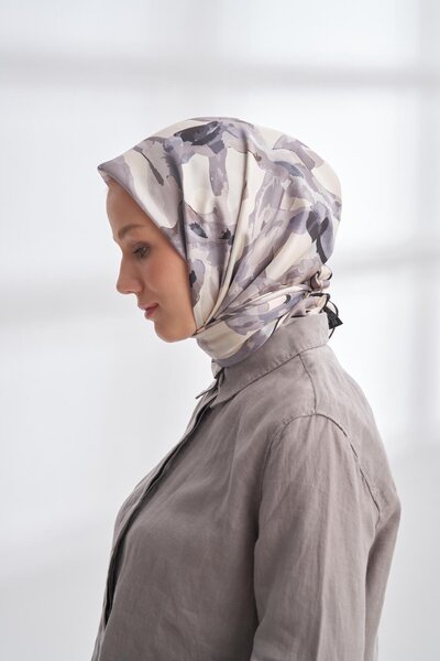 ARMANDA Crayon Pattern Tivil Silk Scarf 4305-Smoke