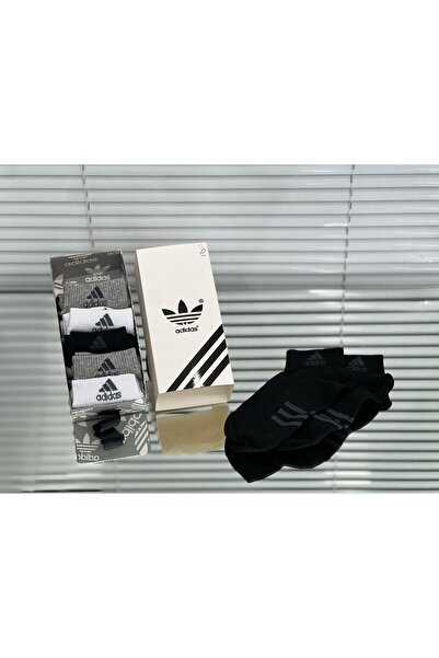 Adidas Originals Set 6 unisex short socks, White, Black, Grey, One Size