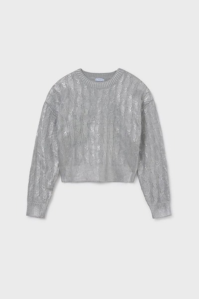MAYORAL Pulover tricotat cu model pentru fetiță - argintiu