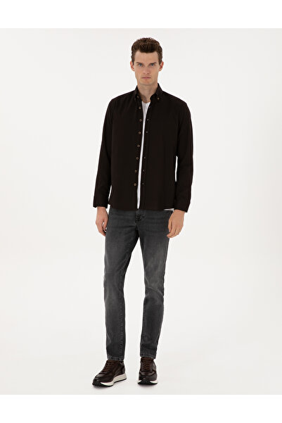 Pierre Cardin Dark Brown Regular Fit Long Sleeve Shirt 50311308-Vr084