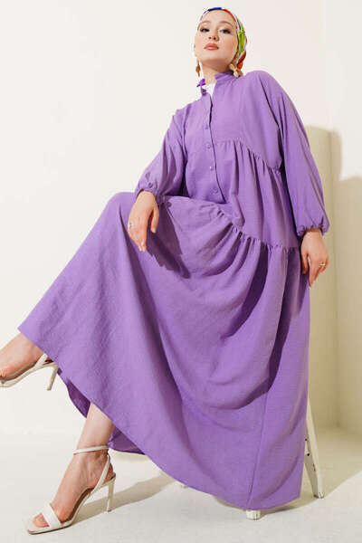 VOLT CLOTHİNG Judge Collar Half Button Placket Dress