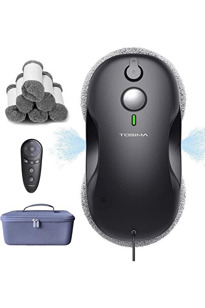 Tosima W3 3800PA Smart Window Cleaning Robot, Automatic Spraying Function 80 ml Tank, Smart Black