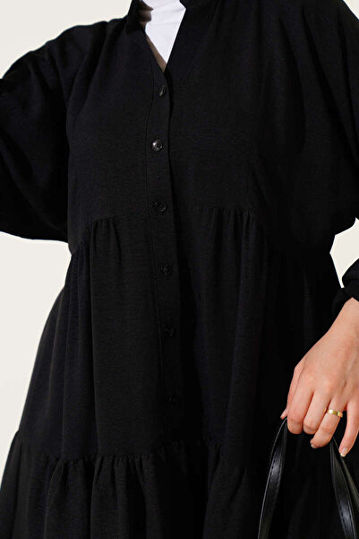 VOLT CLOTHİNG Judge Collar Half Button Placket Dress