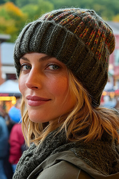 LAGRANZE Beretă din tricot cu model colorat pentru femei