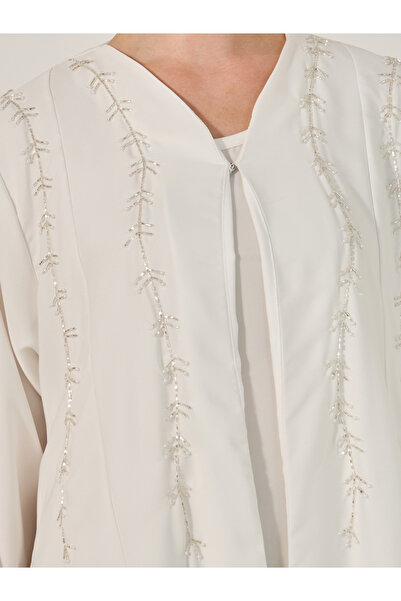 Styli Embellished Flared Abaya with Inner Dress and Hijab